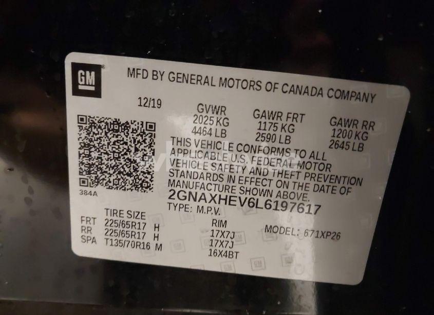 Photo 9 of 2020 Chevrolet Equinox FWD LS (VIN 2GNAXHEV6L6197617)