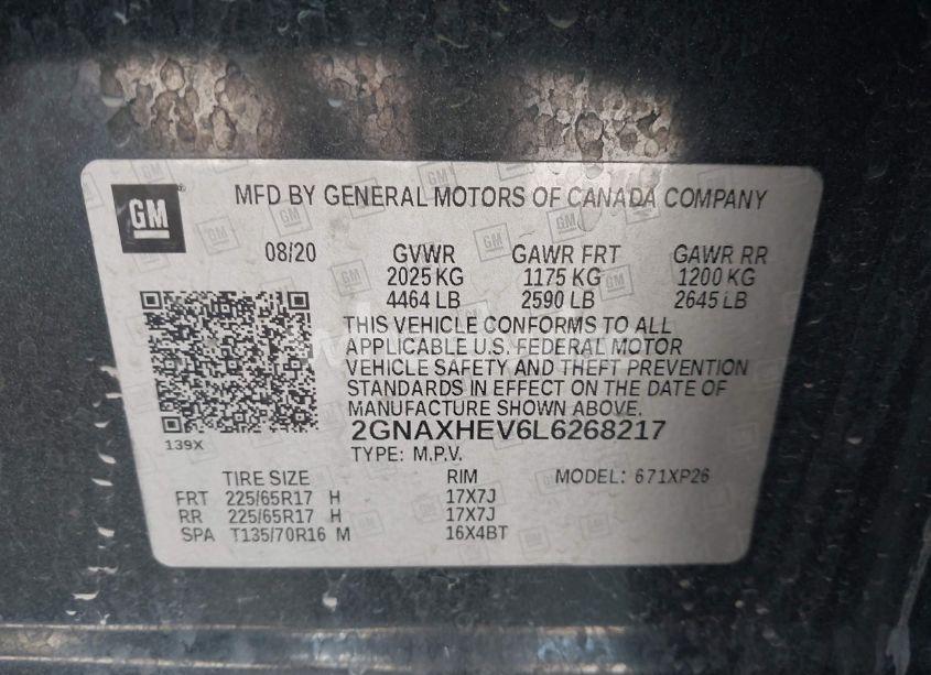 Photo 9 of 2020 Chevrolet Equinox FWD LS (VIN 2GNAXHEV6L6268217)