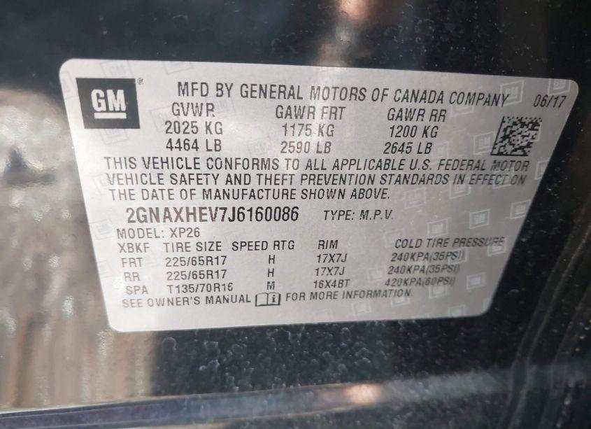 Photo 9 of 2018 Chevrolet Equinox LS (VIN 2GNAXHEV7J6160086)