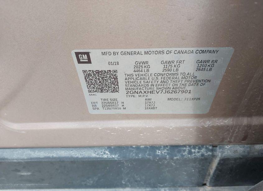 Photo 9 of 2018 Chevrolet Equinox LS (VIN 2GNAXHEV7J6267901)