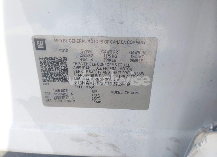 Photo 9 of 2018 Chevrolet Equinox LS (VIN 2GNAXHEV7J6272449)