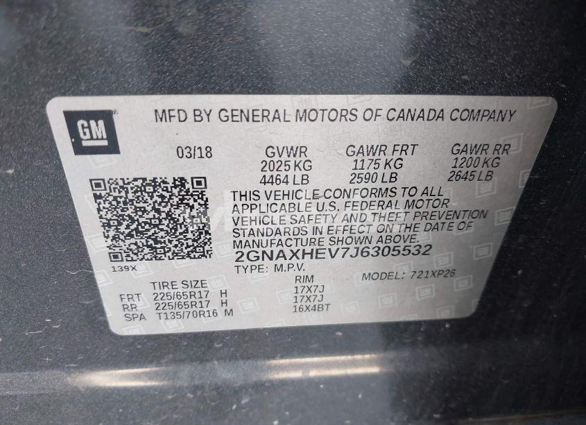 Photo 9 of 2018 Chevrolet Equinox LS (VIN 2GNAXHEV7J6305532)