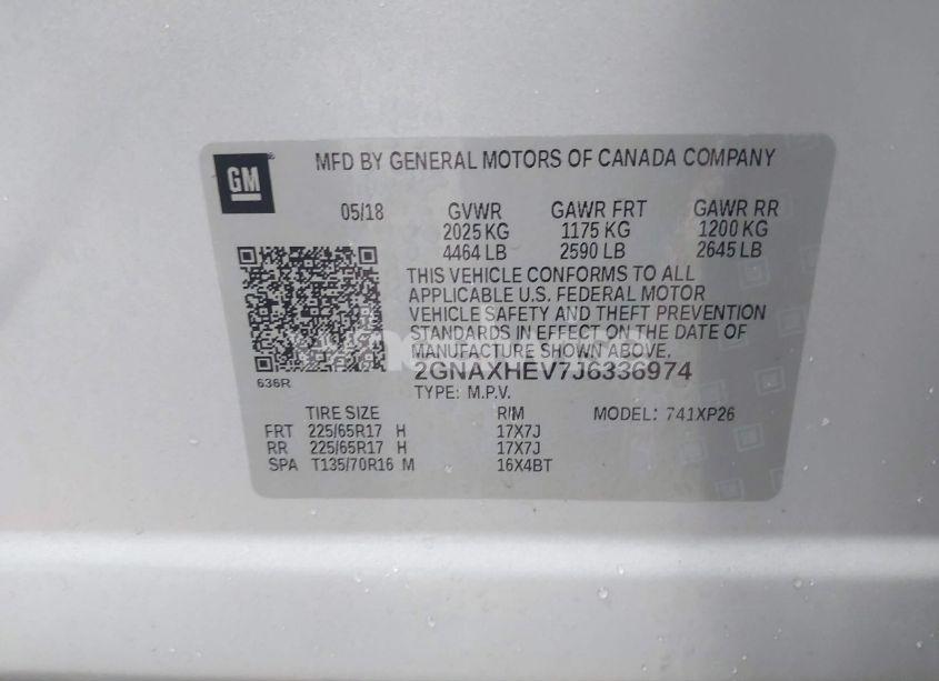 Photo 9 of 2018 Chevrolet Equinox LS (VIN 2GNAXHEV7J6336974)
