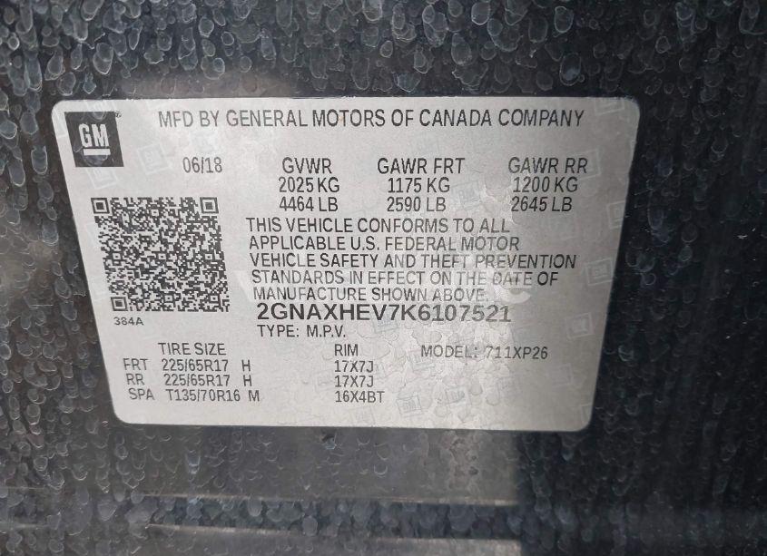 Photo 9 of 2019 Chevrolet Equinox LS (VIN 2GNAXHEV7K6107521)