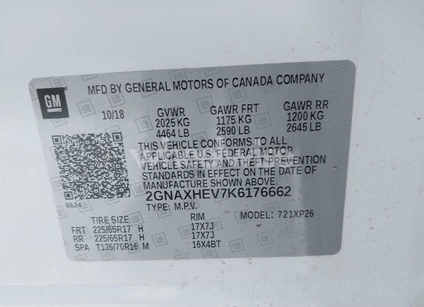 Photo 9 of 2019 Chevrolet Equinox LS (VIN 2GNAXHEV7K6176662)