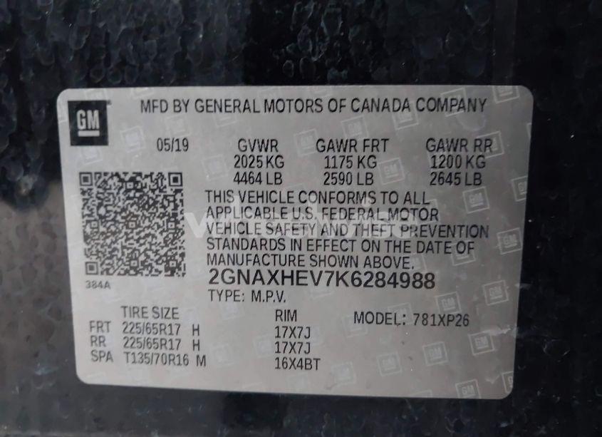 Photo 9 of 2019 Chevrolet Equinox LS (VIN 2GNAXHEV7K6284988)