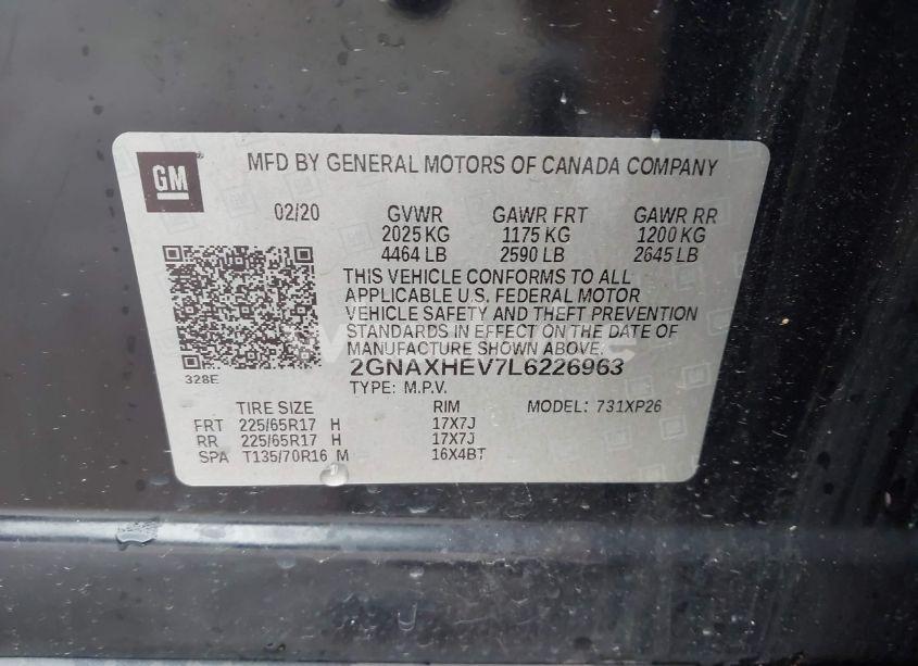 Photo 9 of 2020 Chevrolet Equinox FWD LS (VIN 2GNAXHEV7L6226963)