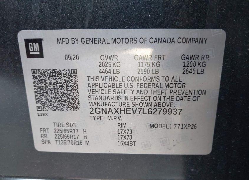Photo 9 of 2020 Chevrolet Equinox FWD LS (VIN 2GNAXHEV7L6279937)