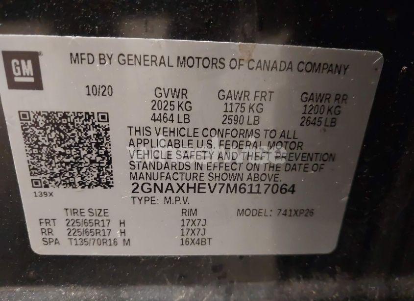 Photo 9 of 2021 Chevrolet Equinox FWD LS (VIN 2GNAXHEV7M6117064)