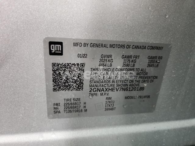 2022 CHEVROLET EQUINOX LS (VIN 2GNAXHEV7N6120189) main photo