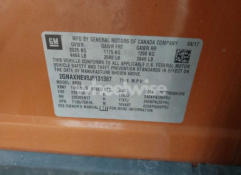 Photo 9 of 2018 Chevrolet Equinox LS (VIN 2GNAXHEV8J6131387)