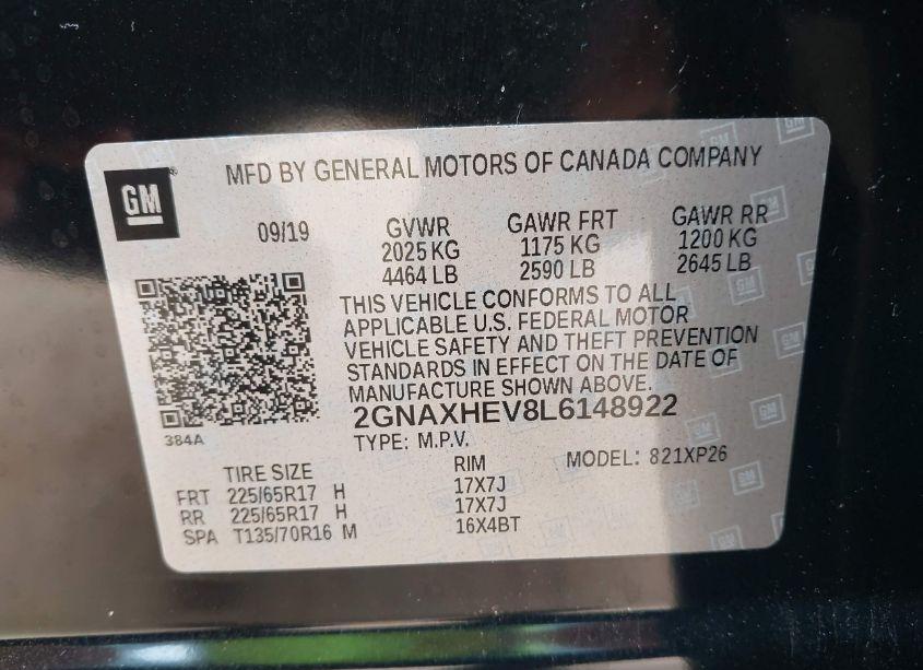 Photo 9 of 2020 Chevrolet Equinox FWD LS (VIN 2GNAXHEV8L6148922)