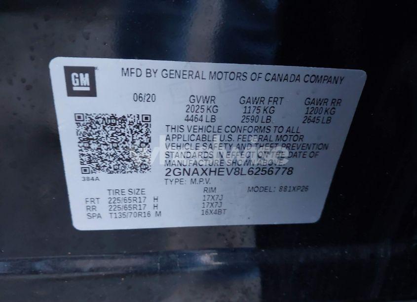 Photo 9 of 2020 Chevrolet Equinox FWD LS (VIN 2GNAXHEV8L6256778)