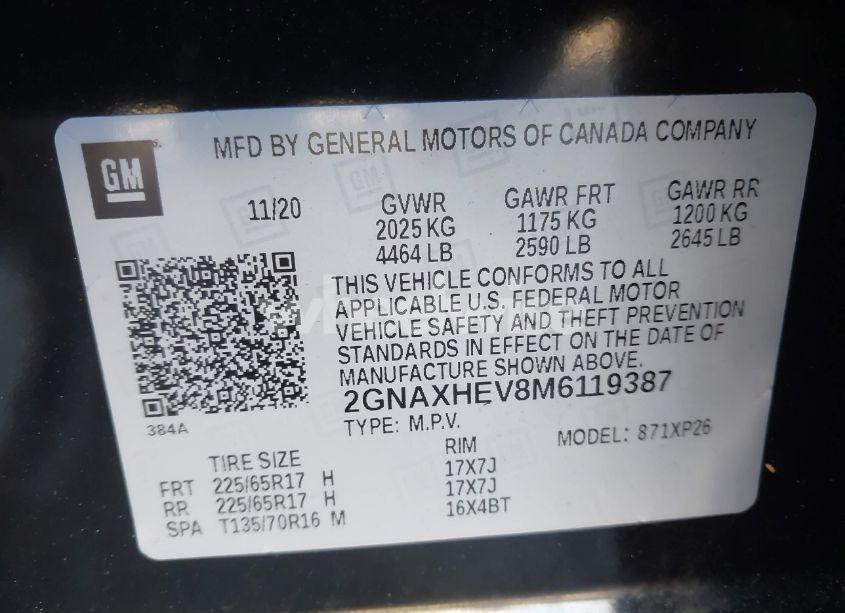 Photo 9 of 2021 Chevrolet Equinox FWD LS (VIN 2GNAXHEV8M6119387)
