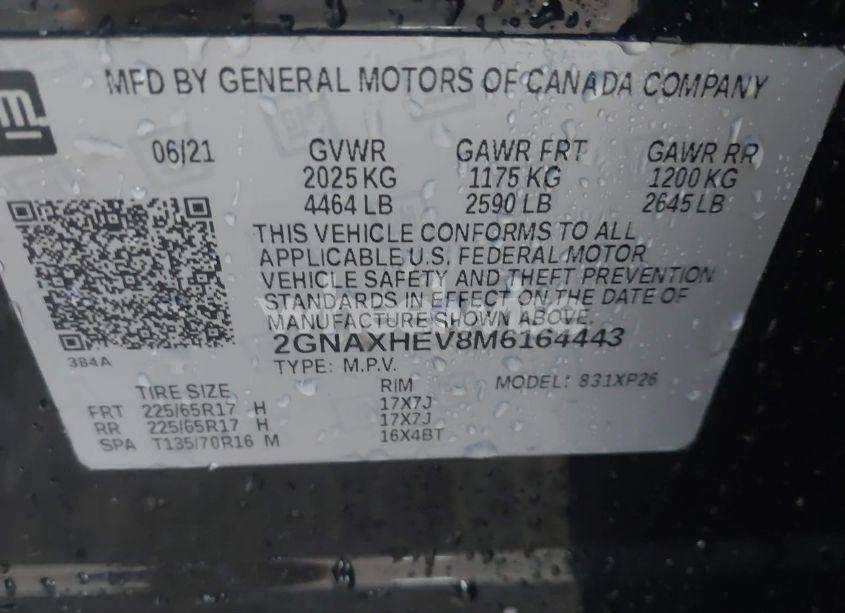 Photo 9 of 2021 Chevrolet Equinox FWD LS (VIN 2GNAXHEV8M6164443)