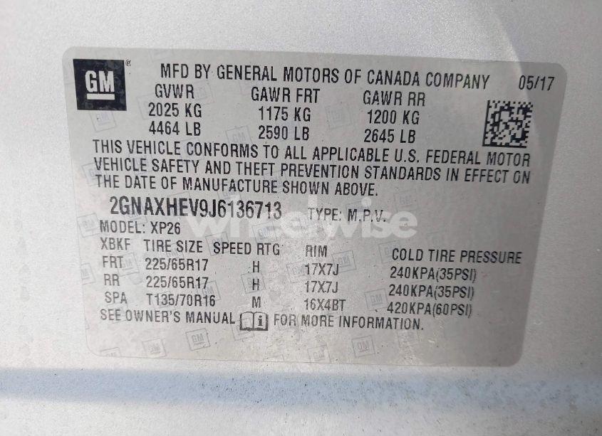 Photo 9 of 2018 Chevrolet Equinox LS (VIN 2GNAXHEV9J6136713)