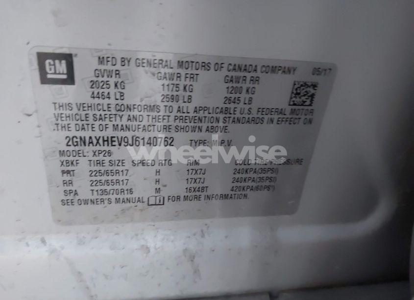 Photo 9 of 2018 Chevrolet Equinox LS (VIN 2GNAXHEV9J6140762)