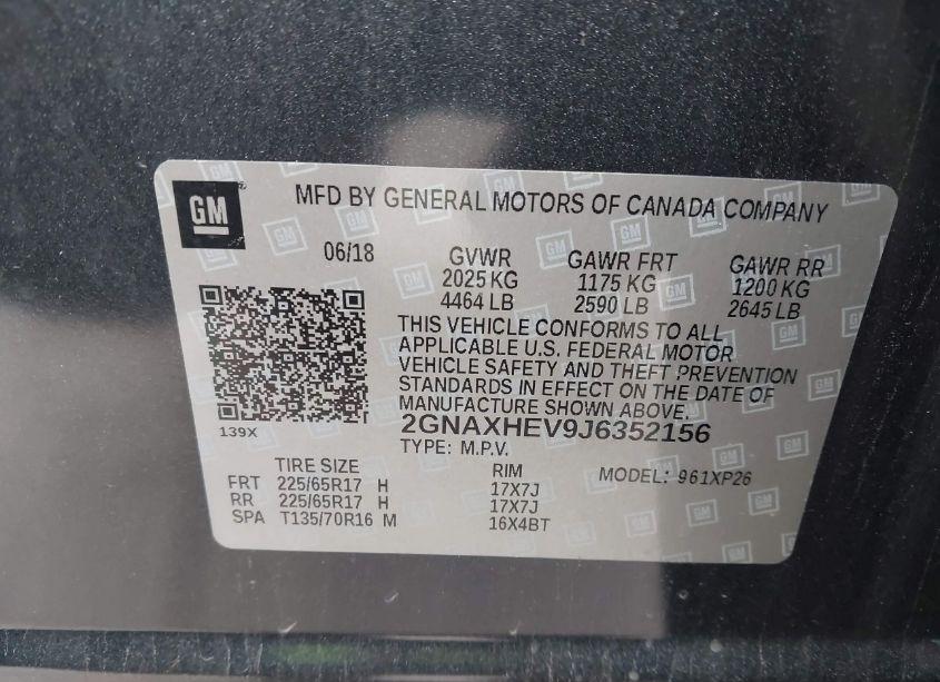 Photo 9 of 2018 Chevrolet Equinox LS (VIN 2GNAXHEV9J6352156)