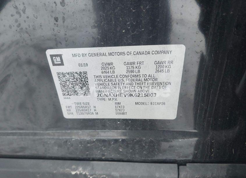 Photo 9 of 2019 Chevrolet Equinox LS (VIN 2GNAXHEV9K6215803)