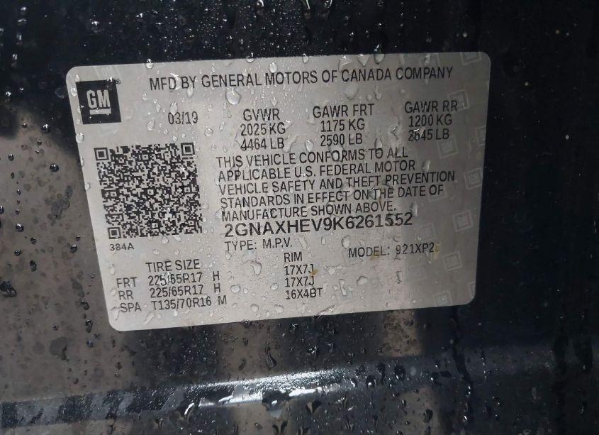 Photo 9 of 2019 Chevrolet Equinox LS (VIN 2GNAXHEV9K6261552)