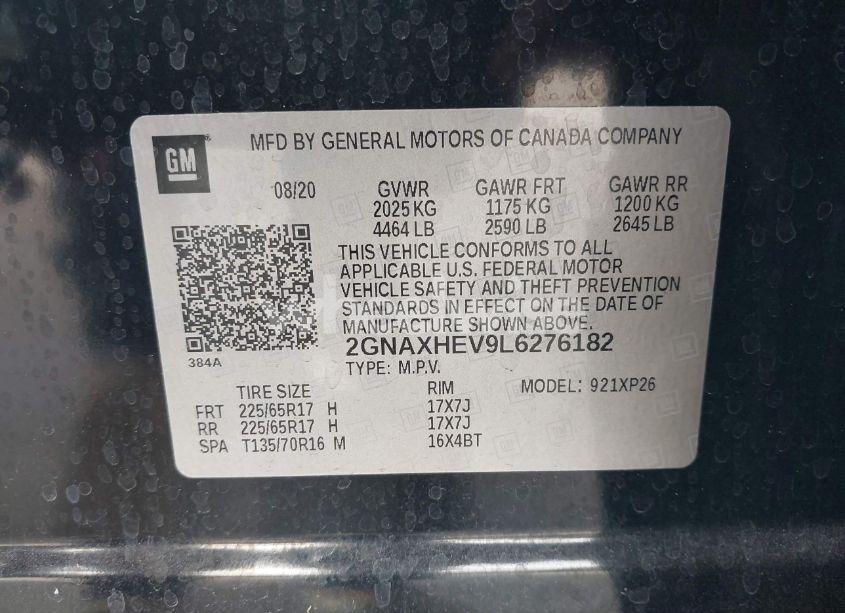 Photo 9 of 2020 Chevrolet Equinox FWD LS (VIN 2GNAXHEV9L6276182)