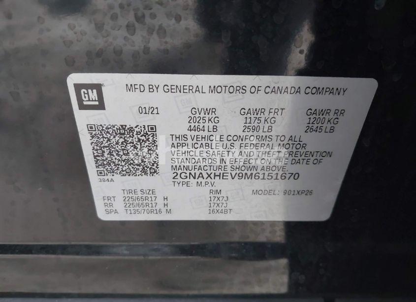 Photo 9 of 2021 Chevrolet Equinox FWD LS (VIN 2GNAXHEV9M6151670)