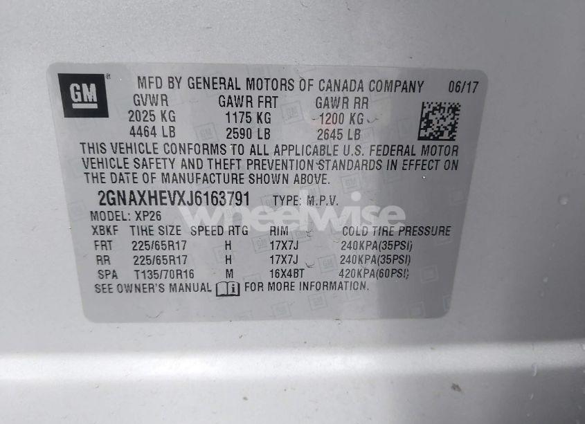 Photo 9 of 2018 Chevrolet Equinox LS (VIN 2GNAXHEVXJ6163791)