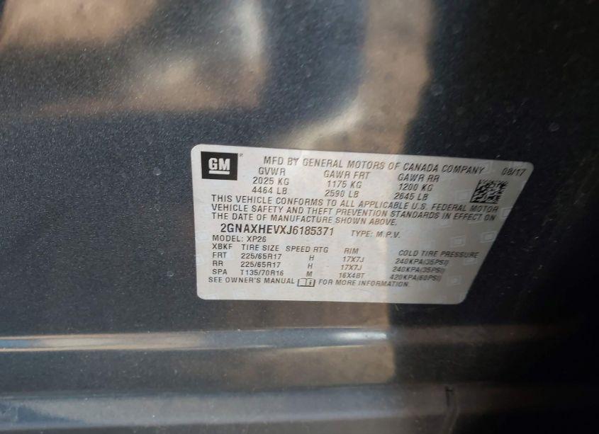 Photo 9 of 2018 Chevrolet Equinox LS (VIN 2GNAXHEVXJ6185371)