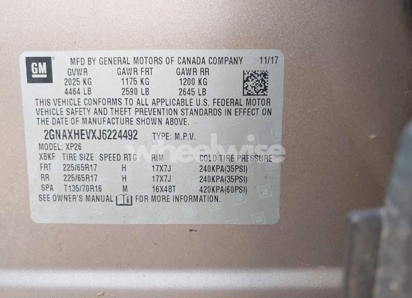 Photo 9 of 2018 Chevrolet Equinox LS (VIN 2GNAXHEVXJ6224492)