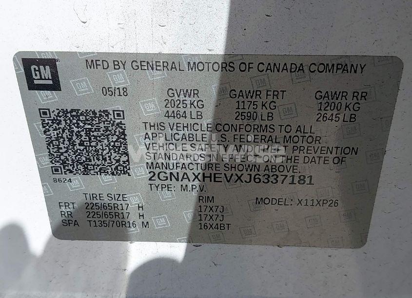 Photo 9 of 2018 Chevrolet Equinox LS (VIN 2GNAXHEVXJ6337181)