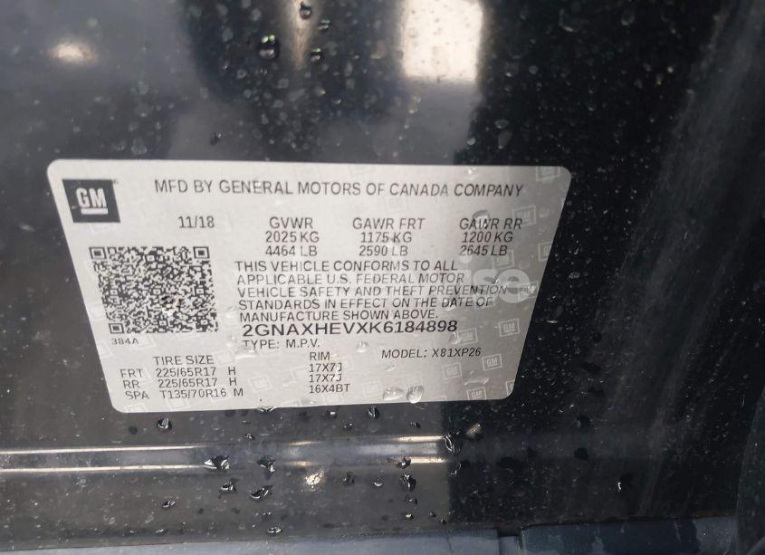 Photo 9 of 2019 Chevrolet Equinox LS (VIN 2GNAXHEVXK6184898)