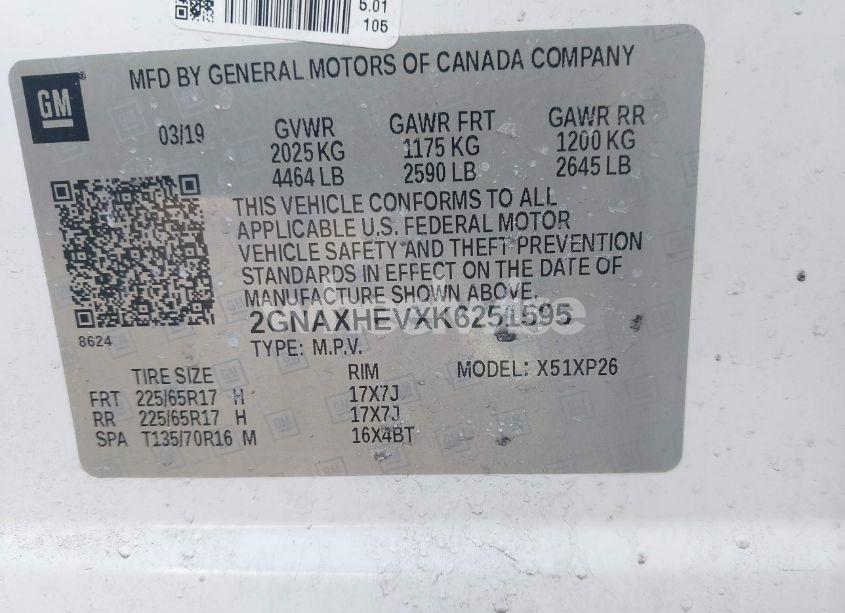 Photo 9 of 2019 Chevrolet Equinox LS (VIN 2GNAXHEVXK6251595)