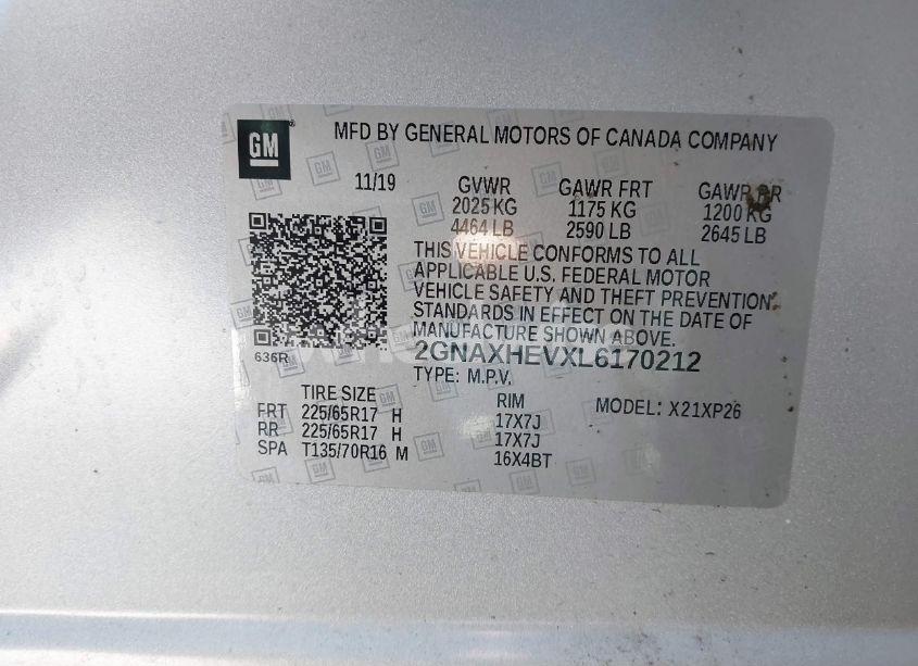 Photo 9 of 2020 Chevrolet Equinox FWD LS (VIN 2GNAXHEVXL6170212)