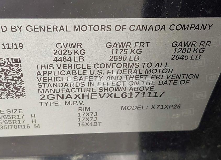 Photo 9 of 2020 Chevrolet Equinox FWD LS (VIN 2GNAXHEVXL6171117)