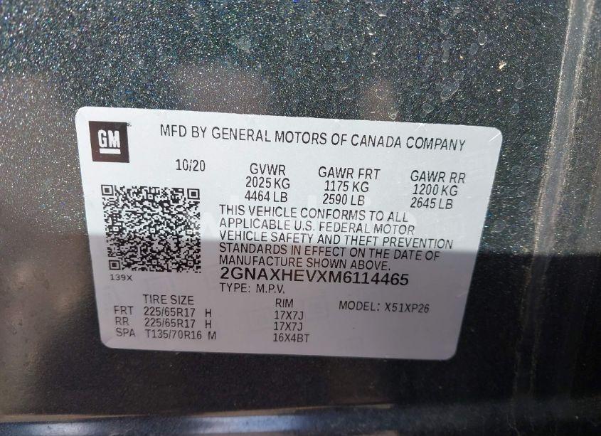 Photo 9 of 2021 Chevrolet Equinox FWD LS (VIN 2GNAXHEVXM6114465)