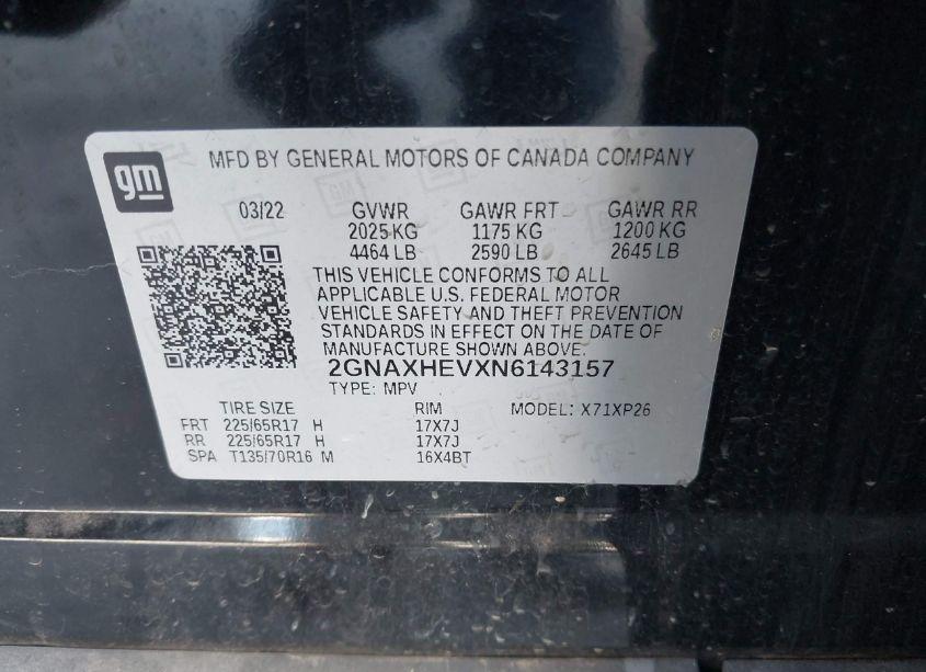 Photo 9 of 2022 Chevrolet Equinox FWD LS (VIN 2GNAXHEVXN6143157)