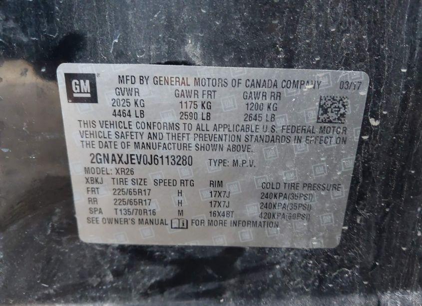 Photo 9 of 2018 Chevrolet Equinox LT (VIN 2GNAXJEV0J6113280)