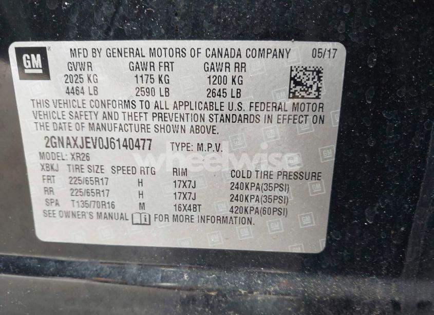 Photo 9 of 2018 Chevrolet Equinox LT (VIN 2GNAXJEV0J6140477)