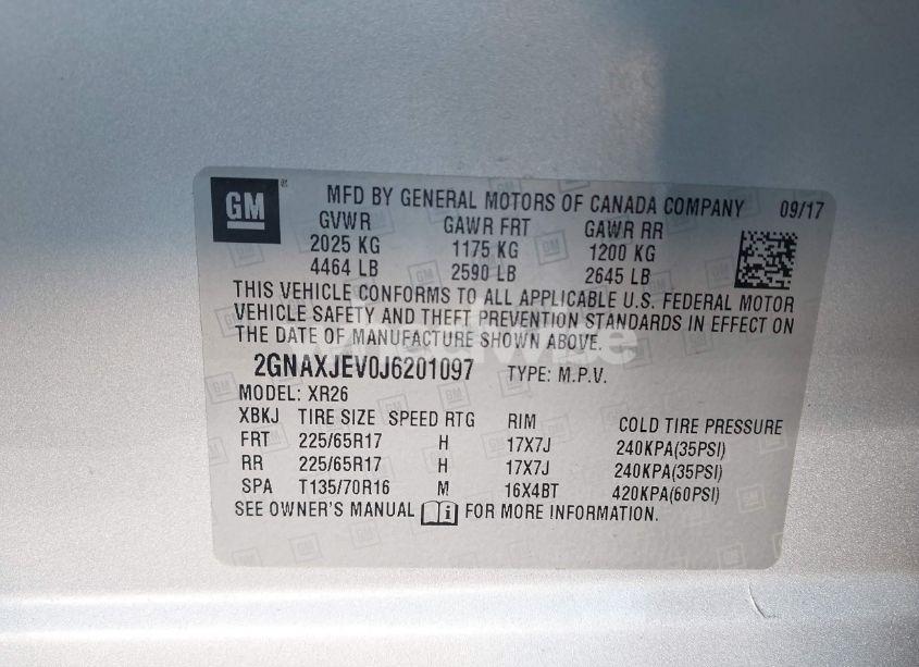 Photo 9 of 2018 Chevrolet Equinox LT (VIN 2GNAXJEV0J6201097)