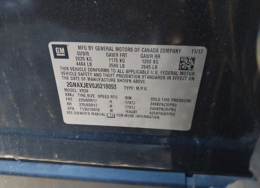 Photo 9 of 2018 Chevrolet Equinox LT (VIN 2GNAXJEV0J6218093)