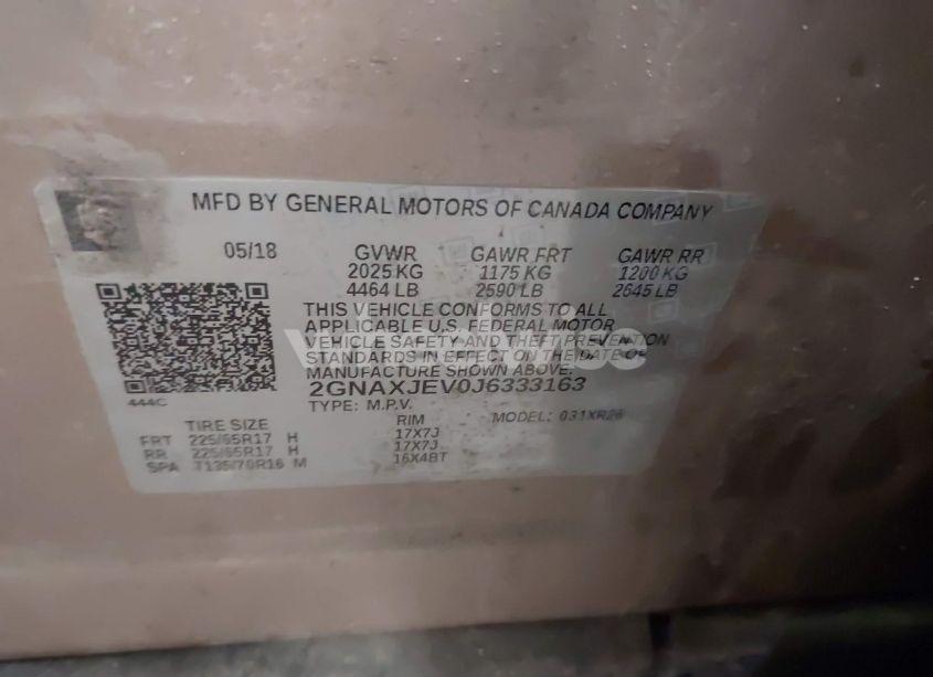 Photo 9 of 2018 Chevrolet Equinox LT (VIN 2GNAXJEV0J6333163)