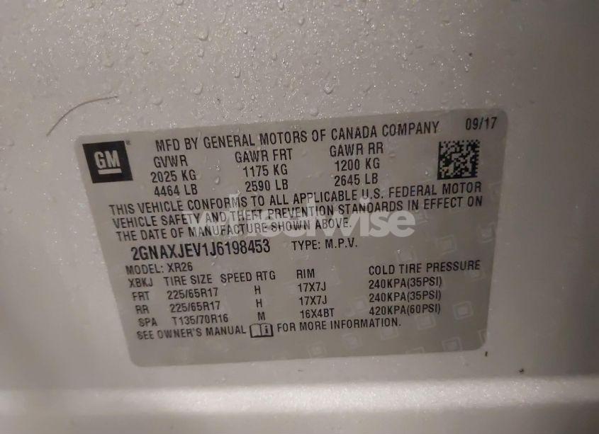 Photo 9 of 2018 Chevrolet Equinox LT (VIN 2GNAXJEV1J6198453)