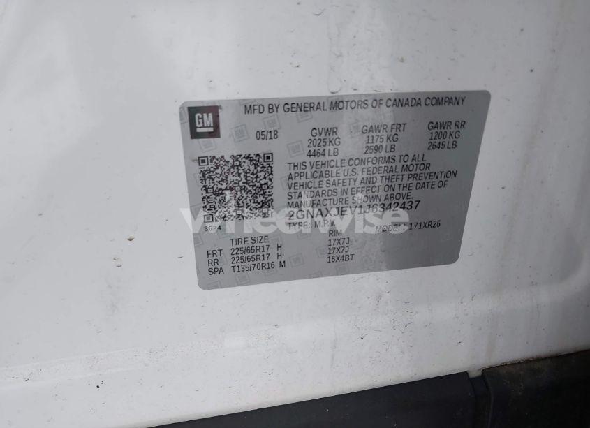 Photo 9 of 2018 Chevrolet Equinox LT (VIN 2GNAXJEV1J6342437)