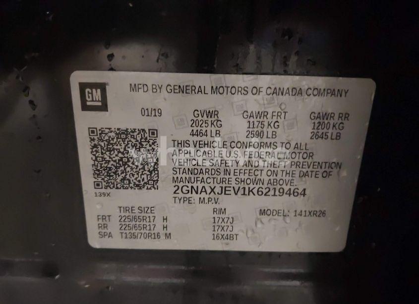 Photo 9 of 2019 Chevrolet Equinox LT (VIN 2GNAXJEV1K6219464)