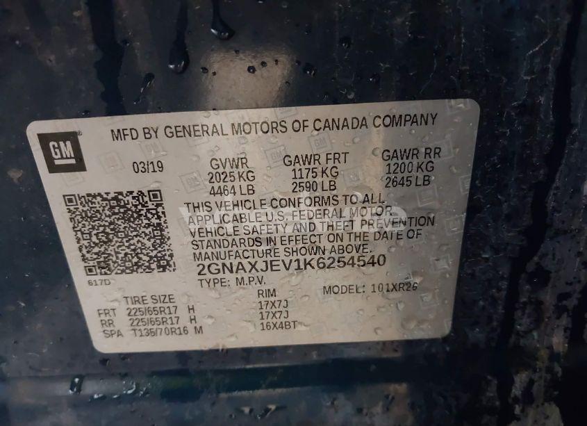 Photo 9 of 2019 Chevrolet Equinox LT (VIN 2GNAXJEV1K6254540)