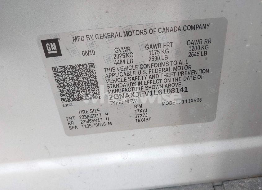 Photo 9 of 2020 Chevrolet Equinox FWD 2FL (VIN 2GNAXJEV1L6108141)