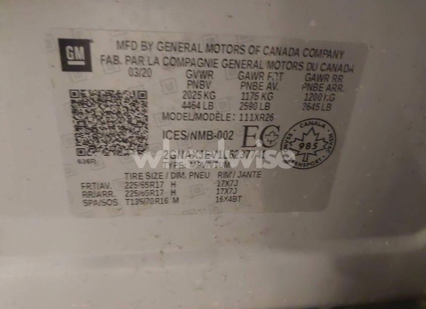 Photo 9 of 2020 Chevrolet Equinox FWD 2FL (VIN 2GNAXJEV1L6237741)