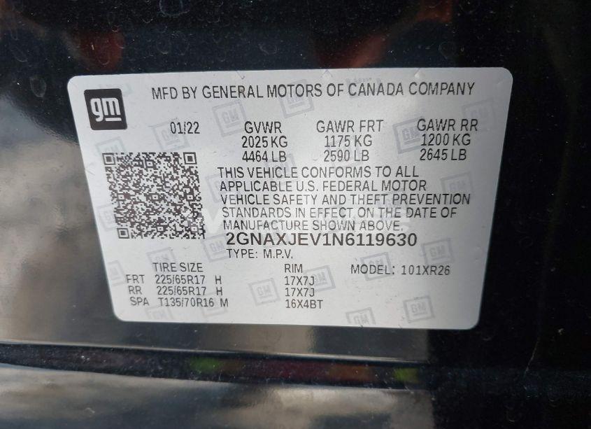 Photo 9 of 2022 Chevrolet Equinox FWD 2FL (VIN 2GNAXJEV1N6119630)