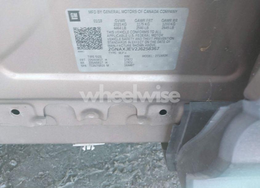 Photo 9 of 2018 Chevrolet Equinox LT (VIN 2GNAXJEV2J6258367)