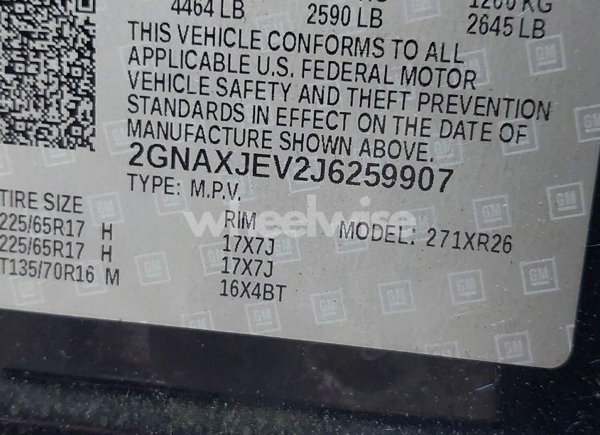 Photo 9 of 2018 Chevrolet Equinox LT (VIN 2GNAXJEV2J6259907)